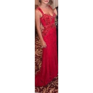 Red MacDuggal gown